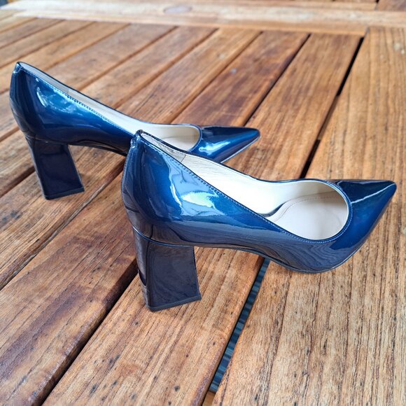 Deep Blue Patent Leather Pumps - Picture 2 of 4